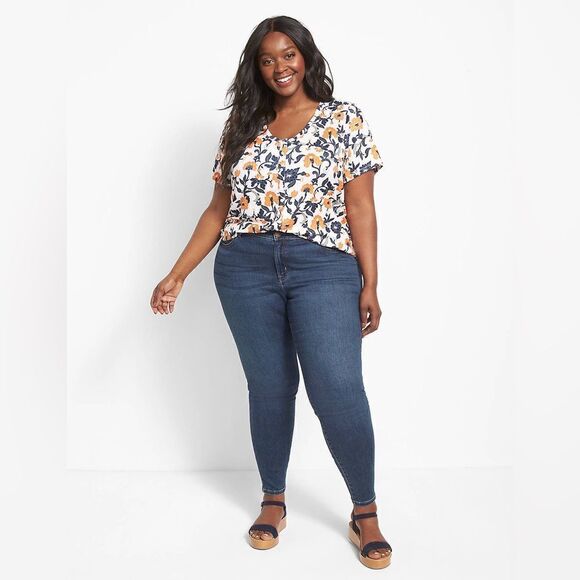 Lane Bryant Classic V-Neck Button Tee - Picture 3 of 11